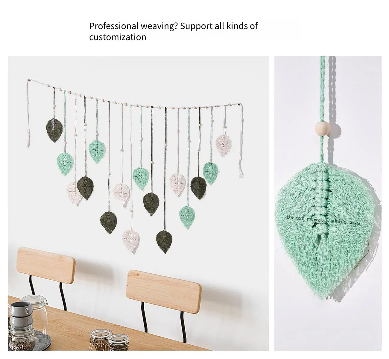 Hand Woven Photo Display Leaf Tapestry - Boho Wall Background 6 S23a6f0aa3b6e4a2580577c3e6cab2d1ep