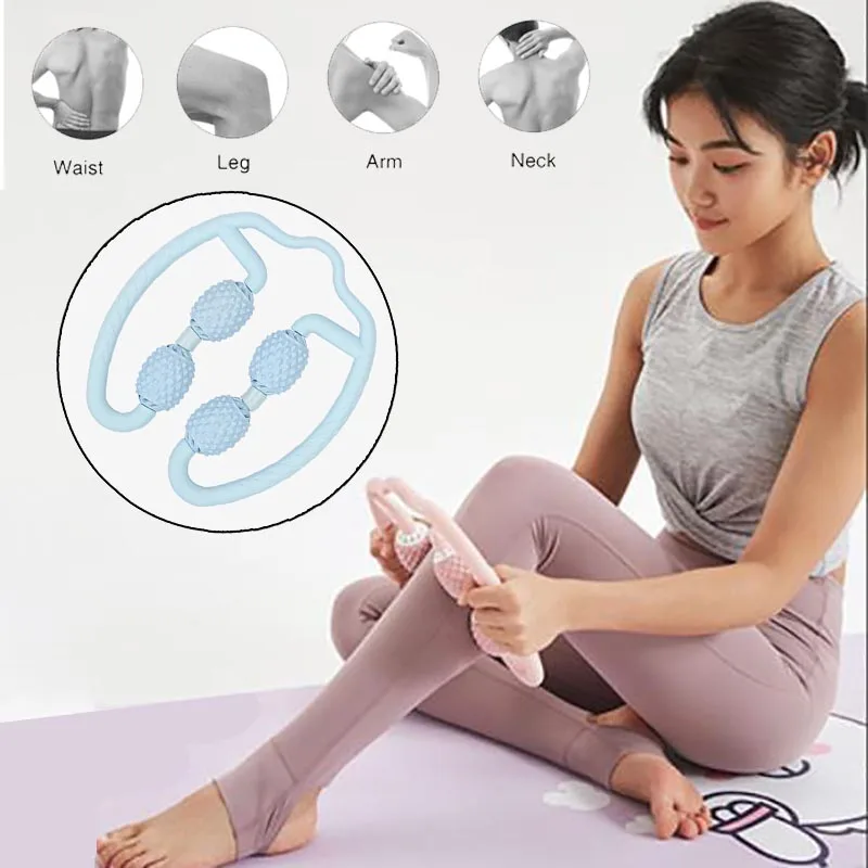 

Trigger Point Massage Roller U Shape for Arm Leg Neck Muscle Tissue Fitness Gym Yoga Pilates Sports 4 Wheel Blocks Yoga Roller