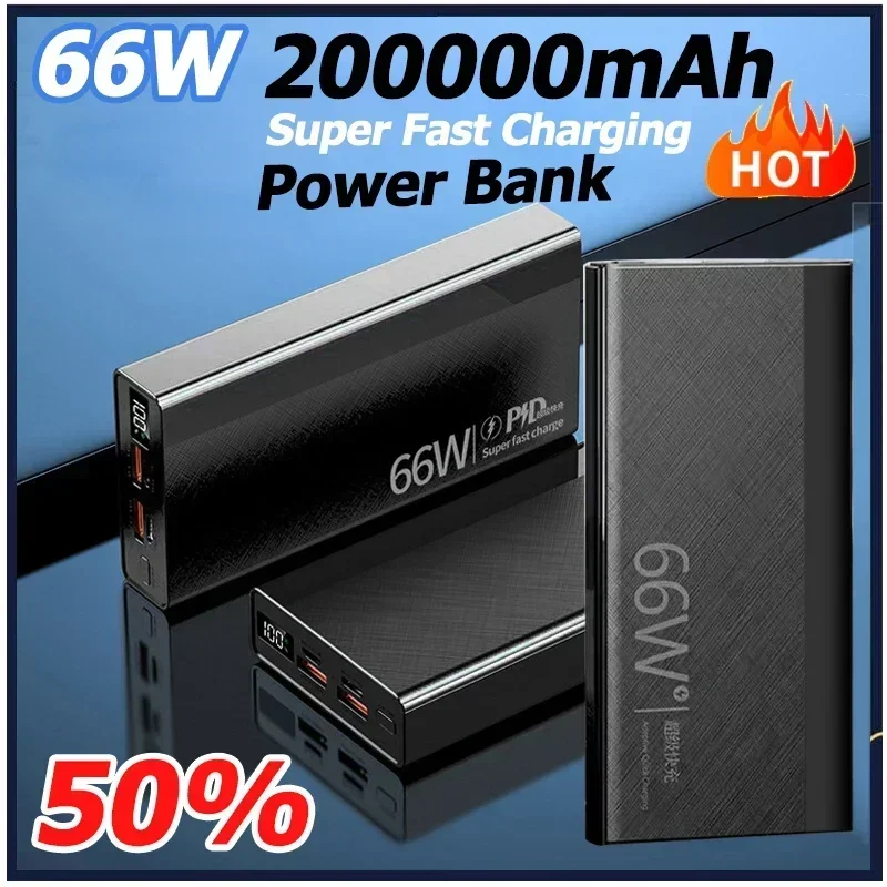 200000mAh Power Bank 66W Fast Charging Digital Display Rechargeable Battery Portable Suitable For IPhone Huawei Xiaomi Samsung
200000mAh Power Bank 66W Fast Charging Digital Display Rechargeable Battery Portable Suitable For IPhone Huawei Xiaomi Samsung