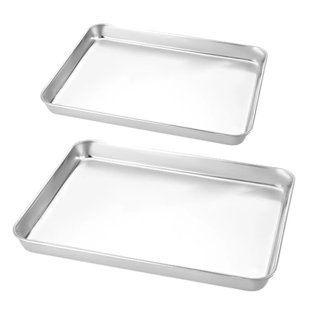 2 Pcs Baking Pan Stainless Steel Plate Kitchen Korean BBQ Snack Fruit Tray Food Trays Rectangular Banquet
2 Pcs Baking Pan Stainless Steel Plate Kitchen Korean BBQ Snack Fruit Tray Food Trays Rectangular Banquet