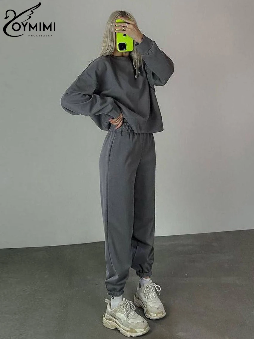 Oymimi Winter Loose Gray Tracksuit Pants Sets For Women 2 Pieces Fashion Long Sleeve Top With High Waist Pants Set Streetwear
Oymimi Winter Loose Gray Tracksuit Pants Sets For Women 2 Pieces Fashion Long Sleeve Top With High Waist Pants Set Streetwear