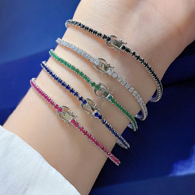 S925 Women's Sterling Silver Bracelet Women's Popular Tennis Chain in Europe and America Single row Diamond Set Zircon Full Diam
S925 Women's Sterling Silver Bracelet Women's Popular Tennis Chain in Europe and America Single row Diamond Set Zircon Full Diam