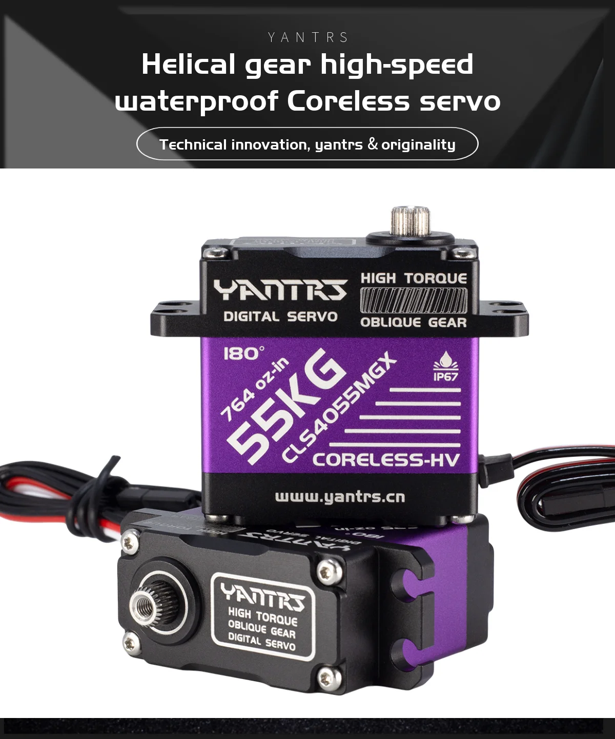 YANTRS 55KG Coreless Servo Waterproof Monster Torque Steel Helical Gear HV Digital High Speed Servo For 1/8 1/10 RC Car Crawler
YANTRS 55KG Coreless Servo Waterproof Monster Torque Steel Helical Gear HV Digital High Speed Servo For 1/8 1/10 RC Car Crawler