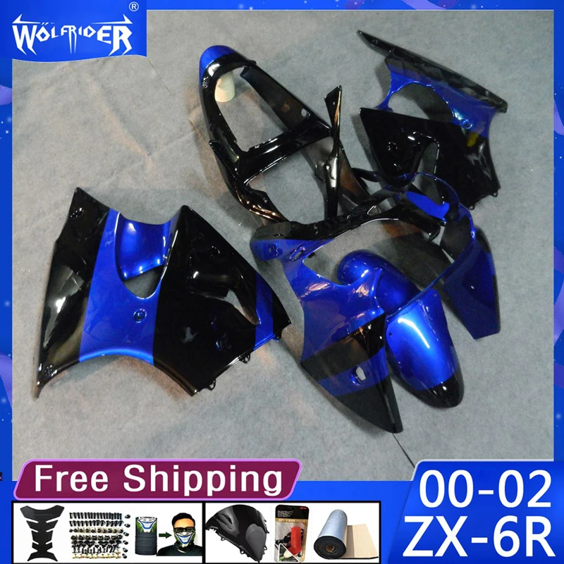 

Motorcycle cowl ABS plastic fairings Kit for ZX6R 00 01 02 ZX-6R 2000-2002 Motorbike blue fairing Manufacturer Customize cover