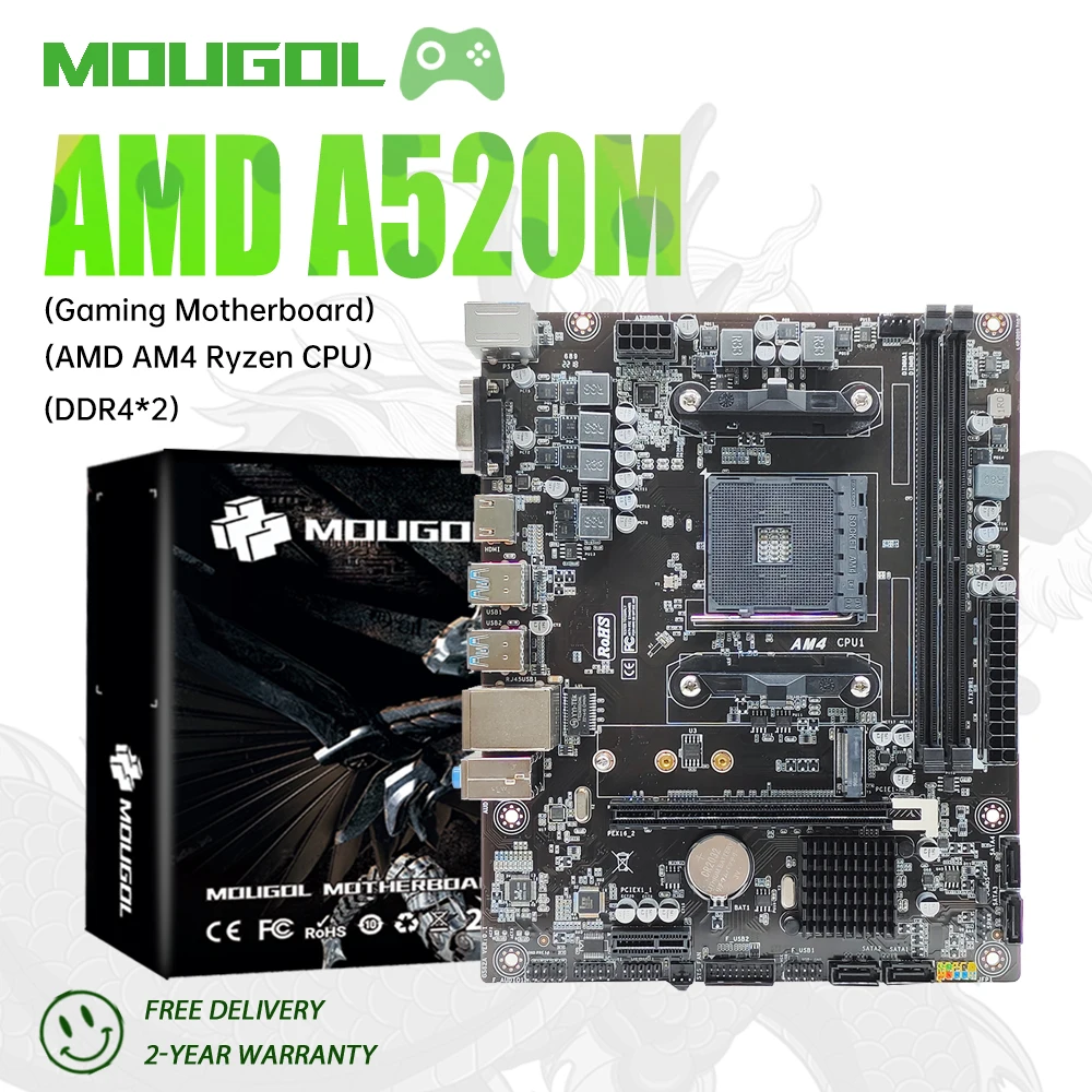 Игровая материнская плата MOUGOL AMD A520M с поддержкой M.2 NVMEV AMD Ryzen CPU(3600/4650G/5600/5600G) USB3.1 двухканальная Память DDR4
Игровая материнская плата MOUGOL AMD A520M с поддержкой M.2 NVMEV AMD Ryzen CPU(3600/4650G/5600/5600G) USB3.1 двухканальная Память DDR4