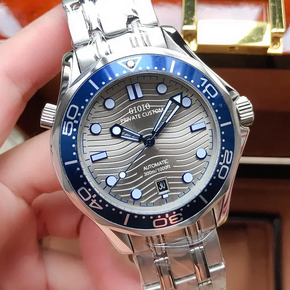 

Luxury New Mens Automatic Watch Mechanical Watches Luminous Black Blue Ceramic Bezel Sapphnire Glass Back 41mm