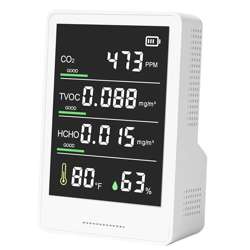 Анализатор качества воздуха ABS CO2, детектор CO2, TVOC, HCHO, влажности и температуры, счетчик частиц для домашнего автомобиля
Анализатор качества воздуха ABS CO2, детектор CO2, TVOC, HCHO, влажности и температуры, счетчик частиц для домашнего автомобиля
