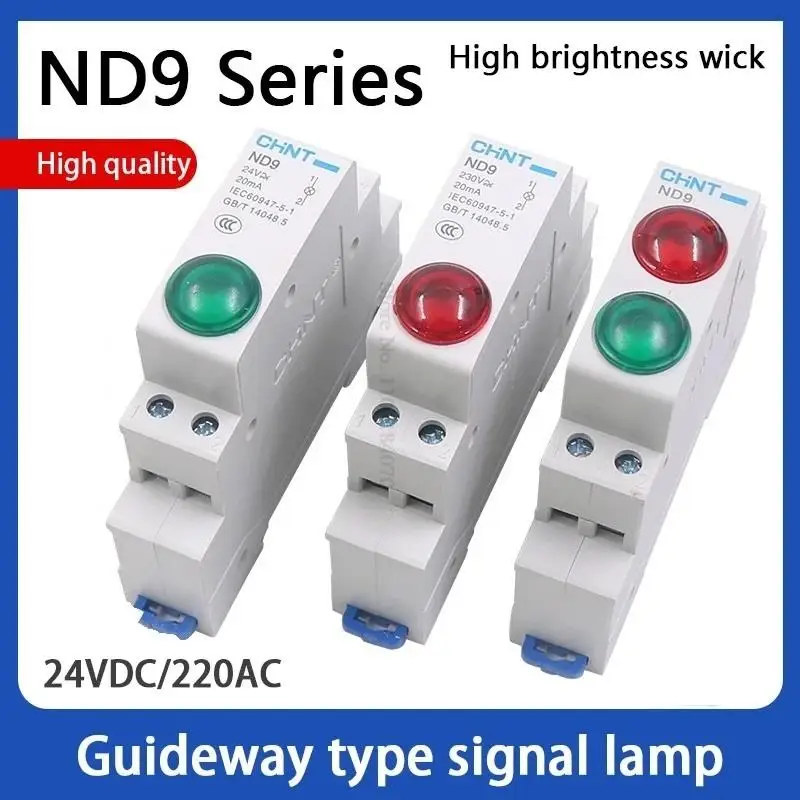 

CHINT ND9 LED Signal Lamp Series AC/DC 230V 24V 220V Pilot Lights Din Rail Mount Indication Light RED GREEN Lamp Indicator Light