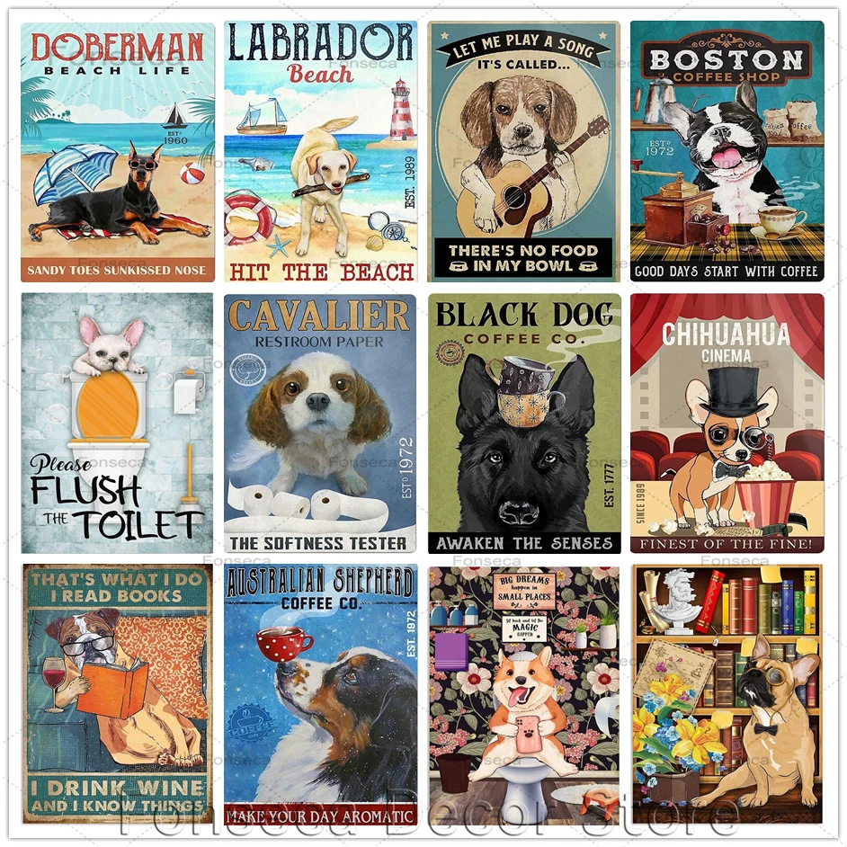 Funny Dogs Metal Tin Signs Dog Reading Play Guitar Riding A Bicycle Motivational Meaningful Wall Art Plates Room Decoration
Funny Dogs Metal Tin Signs Dog Reading Play Guitar Riding A Bicycle Motivational Meaningful Wall Art Plates Room Decoration