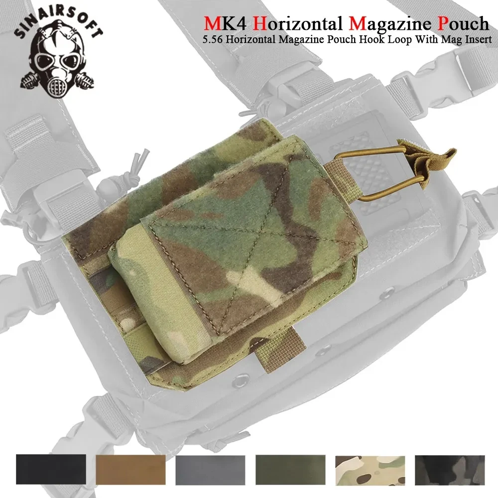 

Tactical Single Magazine Pouch Horizontal Utility Pack Radio Pouch MAG Insert Flap Cover Chest Rig Vest MK2 MK3 MK4