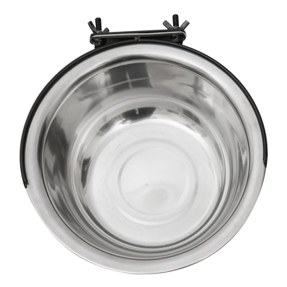

Stainless- Steel Hanging Bowls Cage Kennel Crate Large Feeder Dishes Coop Cup for Dogs Cats Bird Parrot Water 150ml Silver