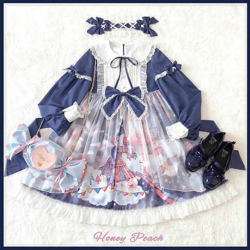 Blue Sweet Lolita Summer New Grass Original Dreamland Amusement Park OP Long Sleeve LolitaSoft Girl Bow Princess Tea Party Dress
Blue Sweet Lolita Summer New Grass Original Dreamland Amusement Park OP Long Sleeve LolitaSoft Girl Bow Princess Tea Party Dress