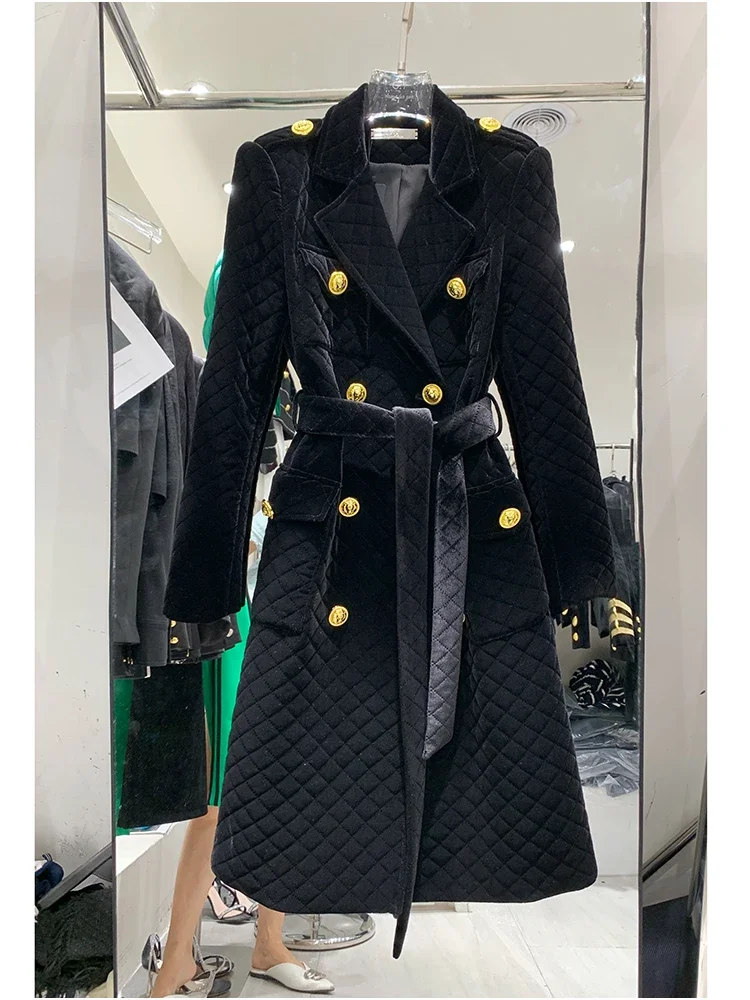 Newest Fashion 2023 Designer Overcoat Women's Double Breasted Plaid Belted Velvet Long Coat
Newest Fashion 2023 Designer Overcoat Women's Double Breasted Plaid Belted Velvet Long Coat