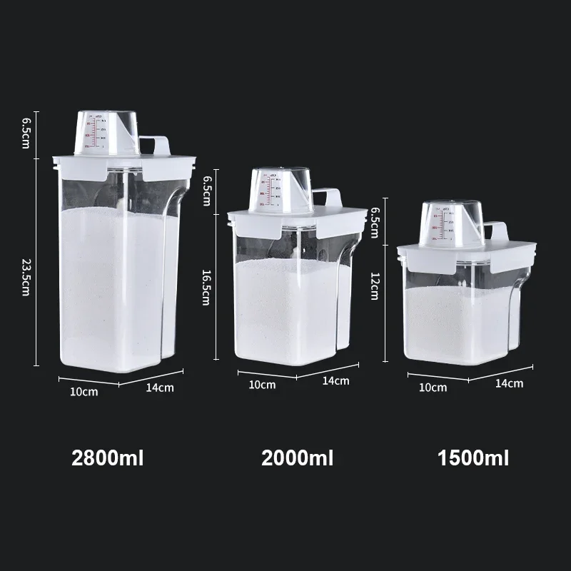 

Clear Cereal Multipurpose Container Airtight With Storage Plastic Jar Laundry Washing Detergent Powder Cup Measuring Box