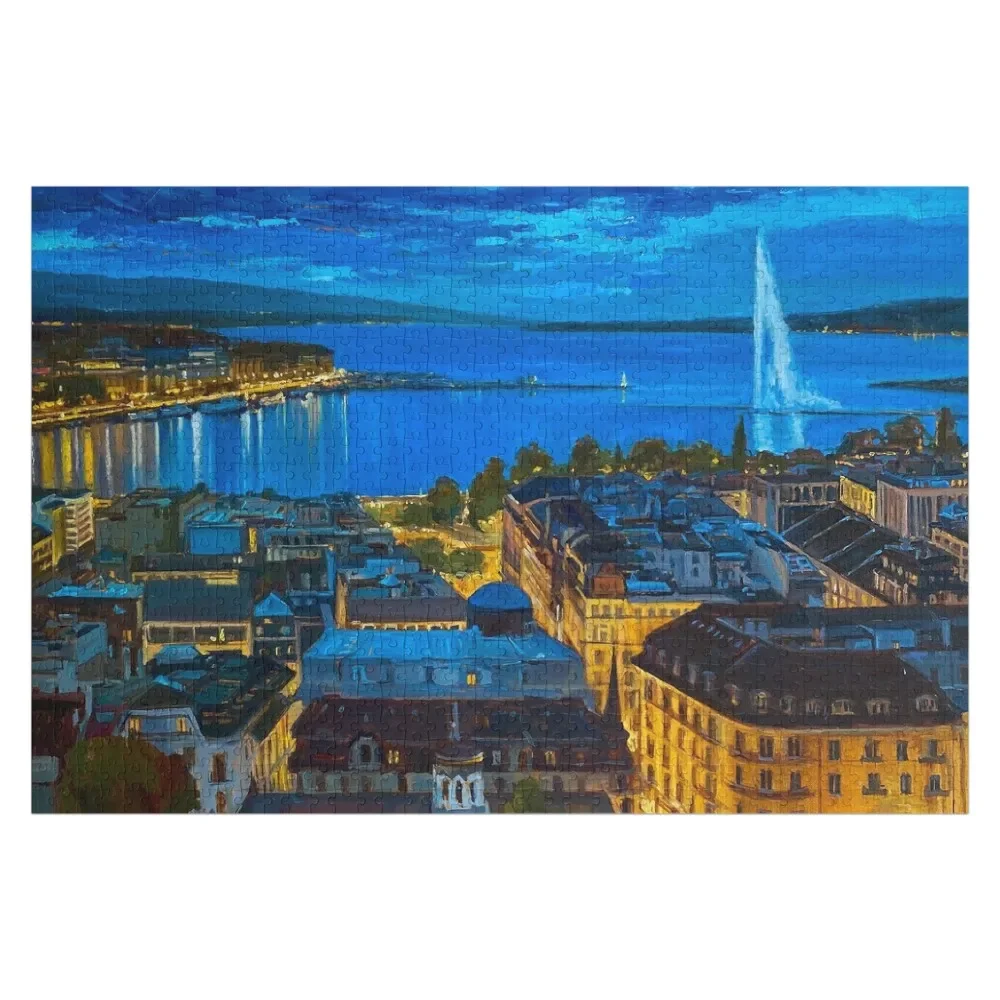 

Rooftop Geneva by Night | Jigsaw Puzzle Wooden Adults Personalized For Kids Christmas Toys Puzzle