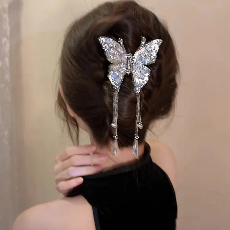 Bow Hair Clips Girls Super shiny zircon butterfly tassel grip clip female shark clip hairpin hair ornament
Bow Hair Clips Girls Super shiny zircon butterfly tassel grip clip female shark clip hairpin hair ornament