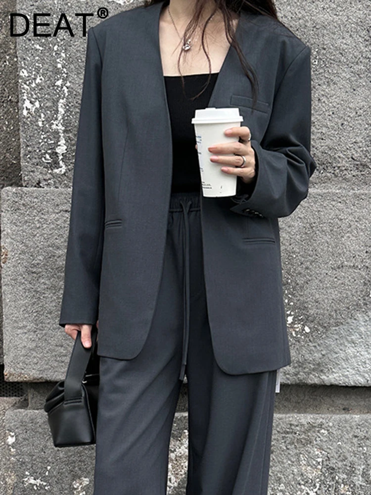 DEAT Fashion Women Blazer Collarless Long Sleeves No Placket Behind Split Solid Color Loose Suit Jackets Autumn 2023 New 7AB1234
DEAT Fashion Women Blazer Collarless Long Sleeves No Placket Behind Split Solid Color Loose Suit Jackets Autumn 2023 New 7AB1234