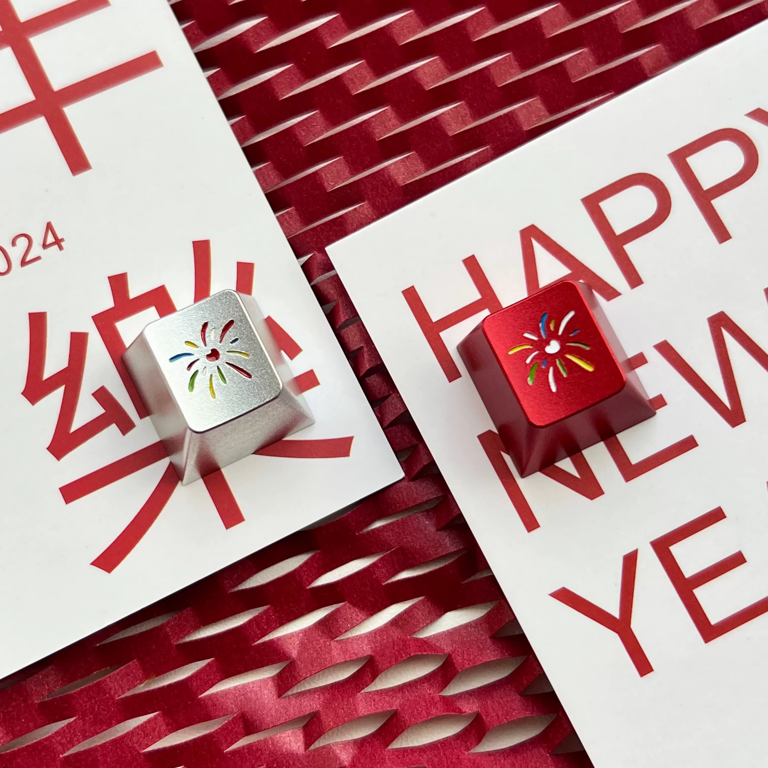 

Happy New Year ESC Keycaps For Mechanical Keyboard Personality Simple Aluminum Alloy Metal Diy Keycap Cartoon Cherry Profile R4