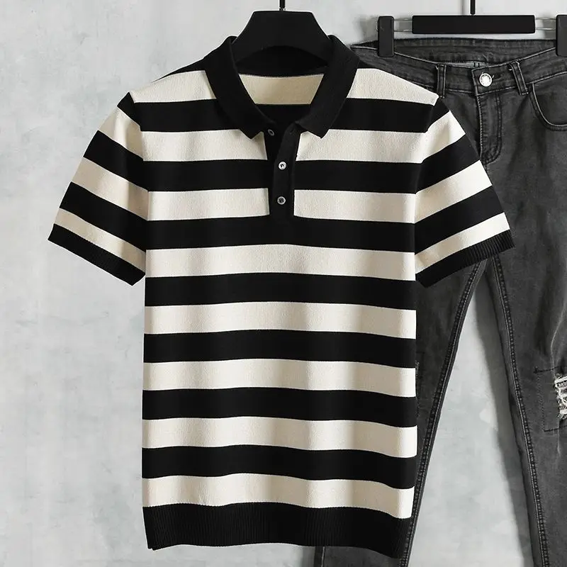 New Arrival Men's Short Sleeved Lapel Polo Shirt Summer Contrast Color Striped Polo-shirt Loose Fitting Men's Trendy Top Q67
New Arrival Men's Short Sleeved Lapel Polo Shirt Summer Contrast Color Striped Polo-shirt Loose Fitting Men's Trendy Top Q67