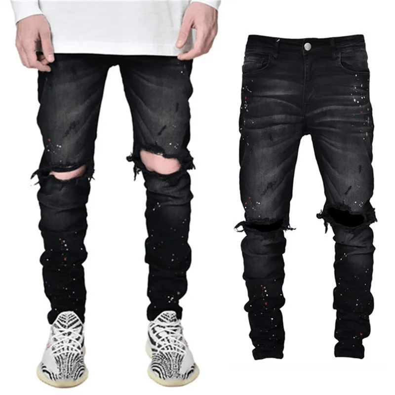 2022 New Men's Slim Jeans Hipster Knee Hole Paint Pencil Pants Autumn Ripped Jeans Full Length Streetwear Men Denim Pants
2022 New Men's Slim Jeans Hipster Knee Hole Paint Pencil Pants Autumn Ripped Jeans Full Length Streetwear Men Denim Pants