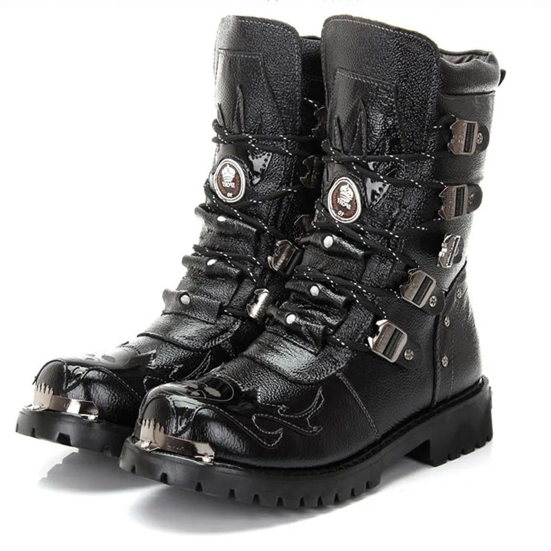 Winter Men Motorcycle Boots New Fashion Mid-Calf Punk Rock Punk Shoes Mens Genuine Leather Black High Top Mens Casual Boot
Winter Men Motorcycle Boots New Fashion Mid-Calf Punk Rock Punk Shoes Mens Genuine Leather Black High Top Mens Casual Boot