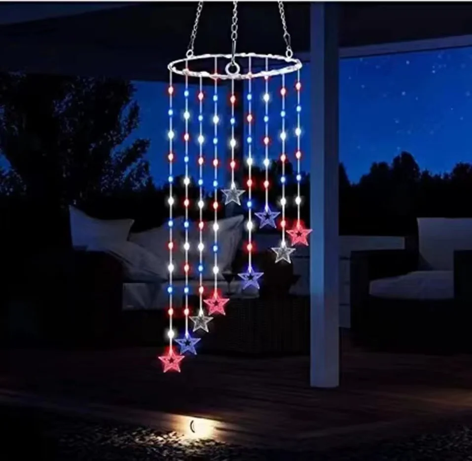 

8 Mode Battery Box Five Pointed Star Color Changing Wind Chime Lamp Hanging Lamp Outdoor Hanging Lamp Courtyard Garden