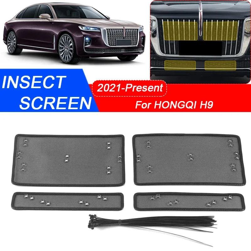 

4pcs For HONGQI H9 2021-2025 Car Insect-proof Air Inlet Protection Cover Insert Vent Racing Grill Filter Net Auto Accessories