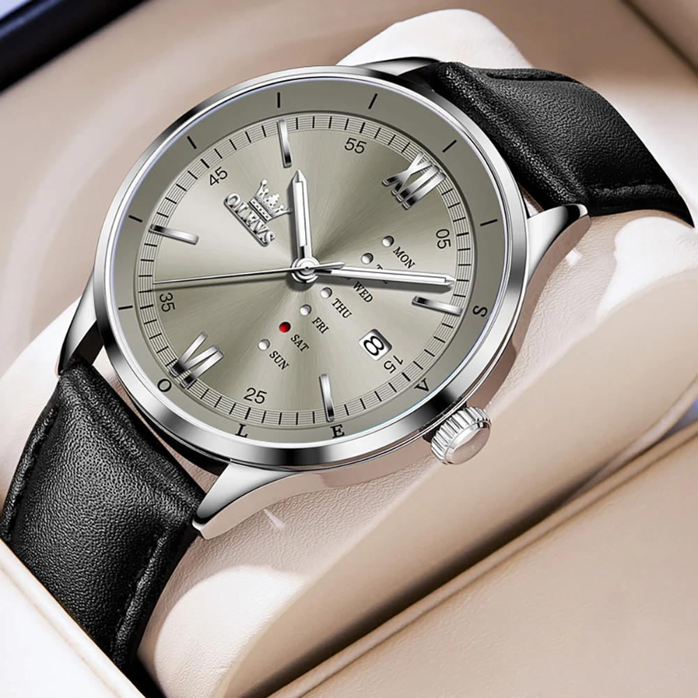 

OLEVS Top Brand Men's Watches Casual Fashion Original Quartz Wristwatch for Man Simple Date Week Waterproof Luminous Reloj