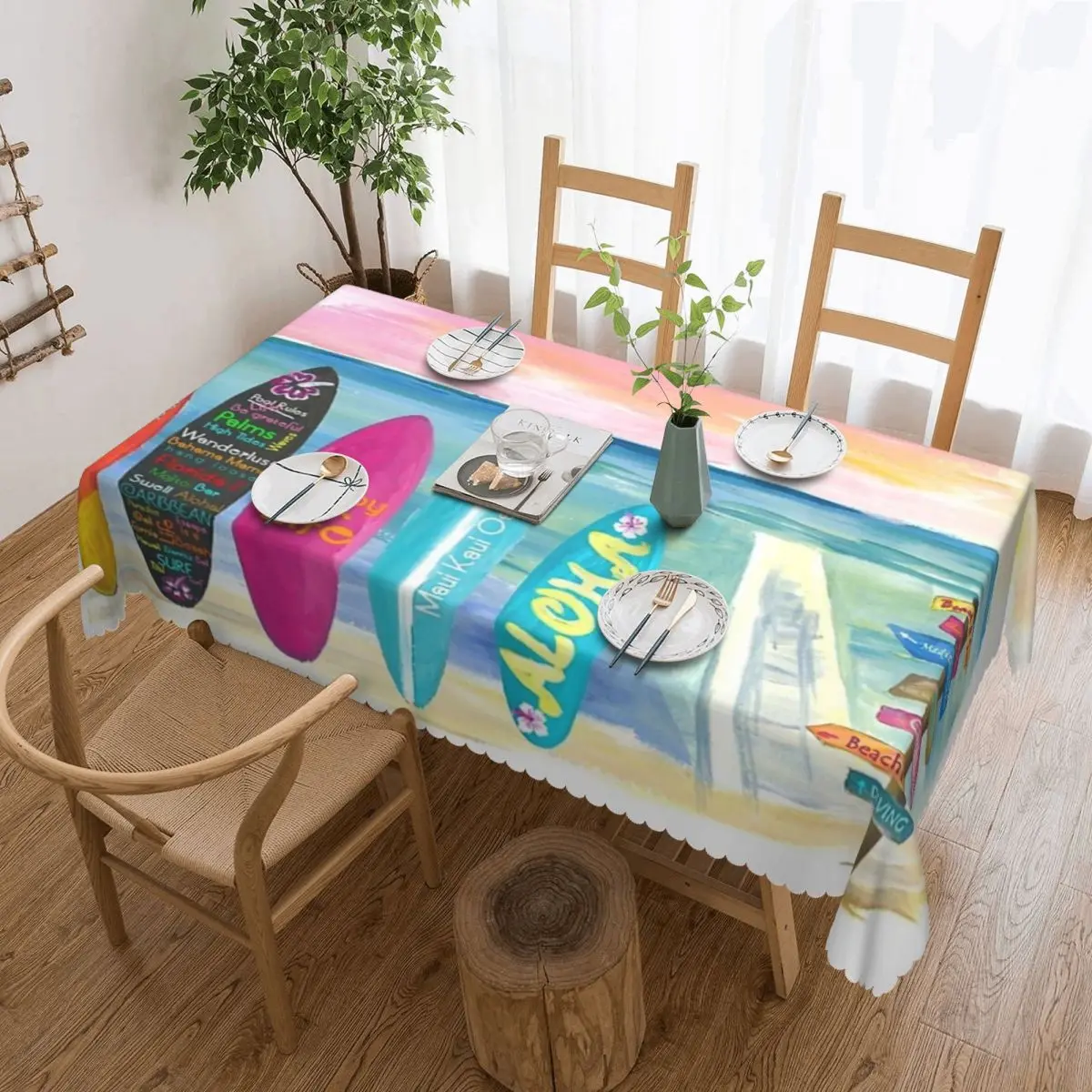 

Surfboard Philosophy - Enjoy Life Tablecloth 54x72in wrinkle resistant Home Decor Great Gift