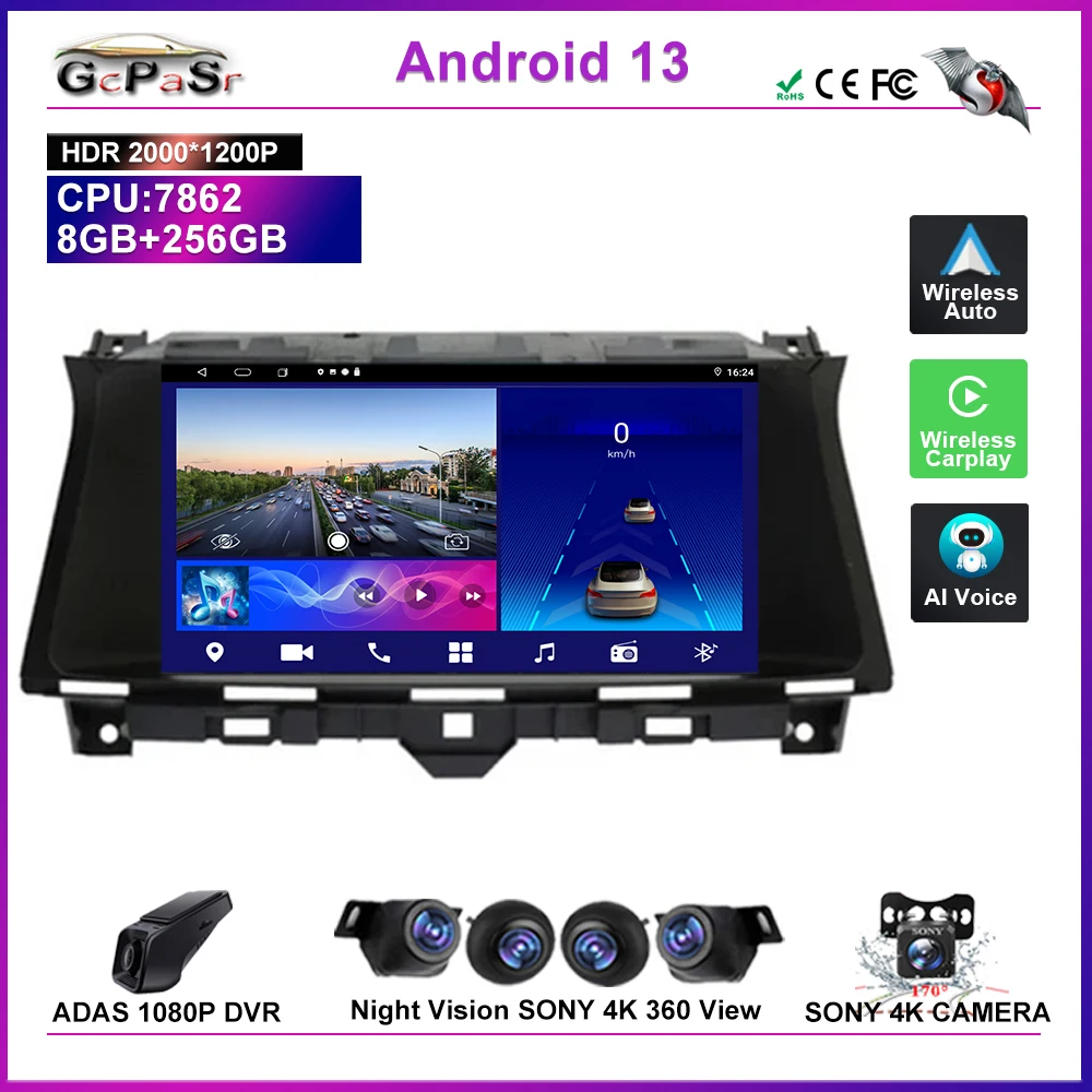 

Car Auto Radio Android 13 For Honda Accord 8 Crosstour 2008 - 2012 Multimedia Video Player Navigation GPS Screen No 2Din DVD BT