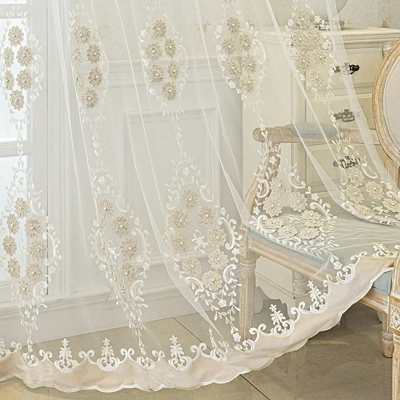 French American high-end embroidered curtain white gauze living room bedroom European screen balcony french window lace screen
French American high-end embroidered curtain white gauze living room bedroom European screen balcony french window lace screen