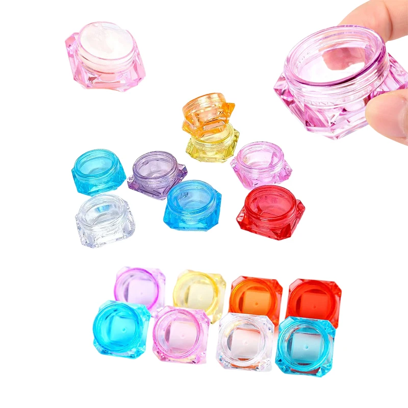 

100Pcs 3ml/5ml Empty Clear Plastic Diamond Shape Jars Portable Cosmetic Sample Pots Containers For Creams Makeup Bead Eye Shadow