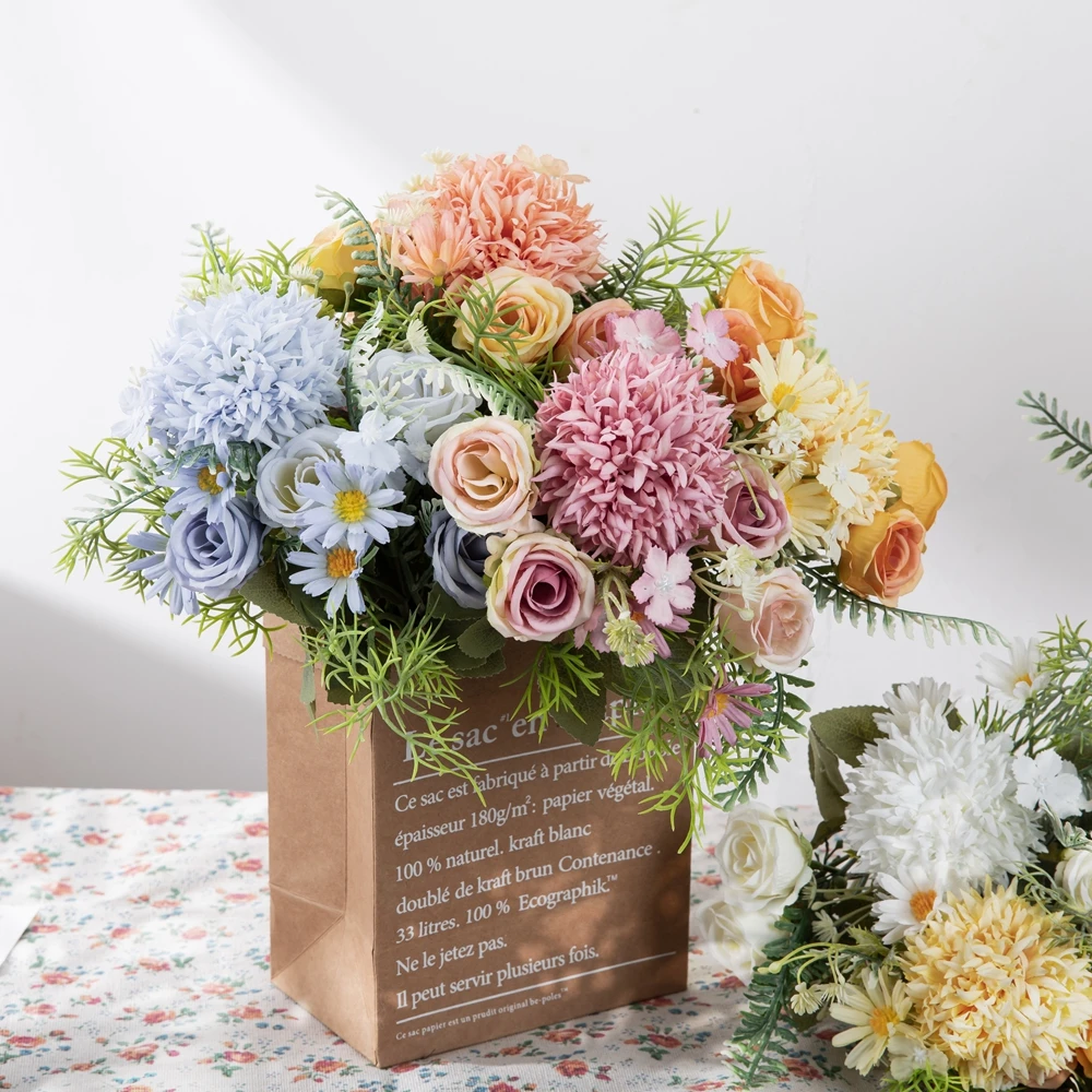 Artificial Flowers Rose Bud Dasiy Silk Bouquet for Wedding Home Decoration Bride Holding Fake Flower DIY Christmas Arrangement
Artificial Flowers Rose Bud Dasiy Silk Bouquet for Wedding Home Decoration Bride Holding Fake Flower DIY Christmas Arrangement