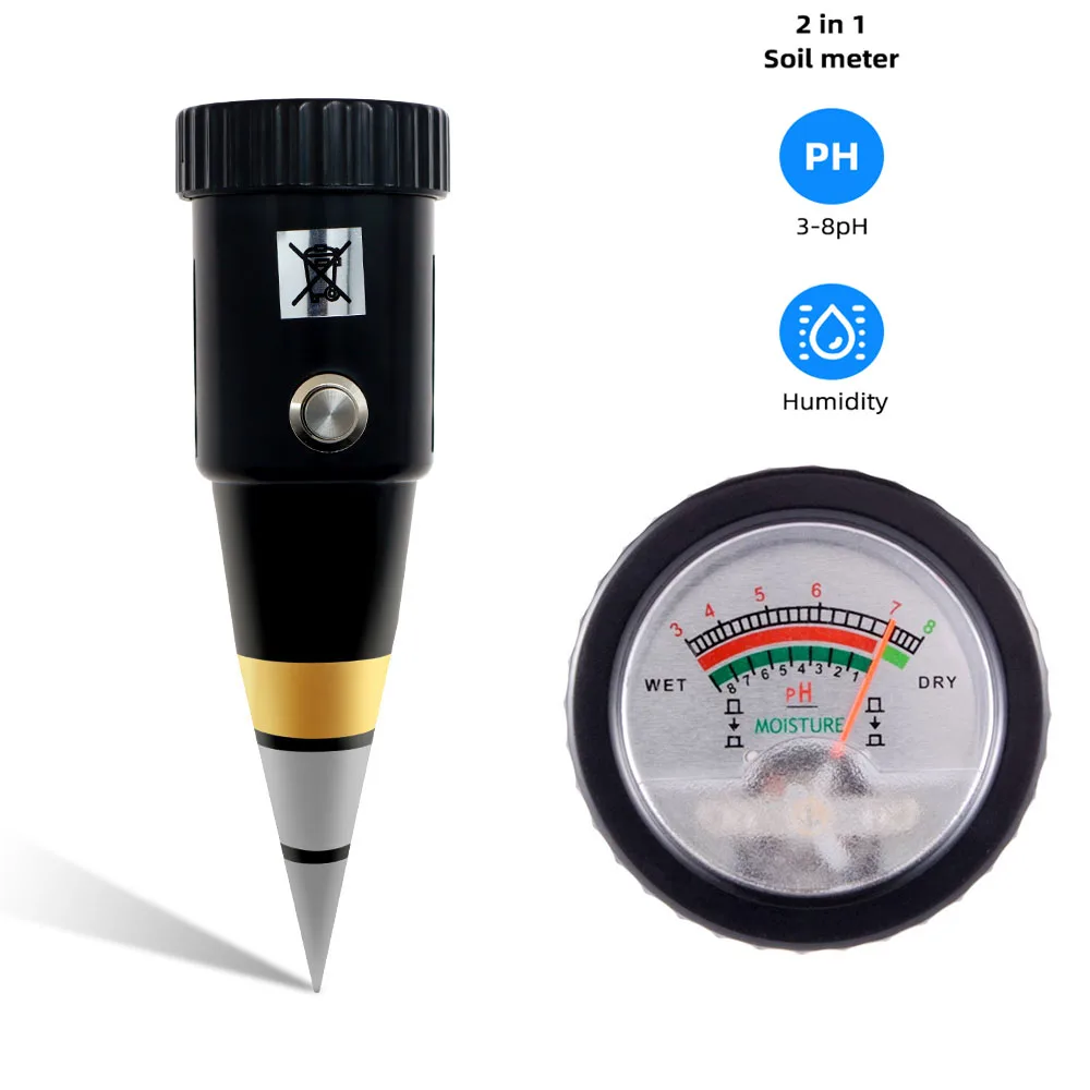 

2 In 1 Soil Moisture Meter PH/ Humidity Meter Portable Garden Soil Analyzer Acidity Tester 3~8ph for Planting Garden Tool