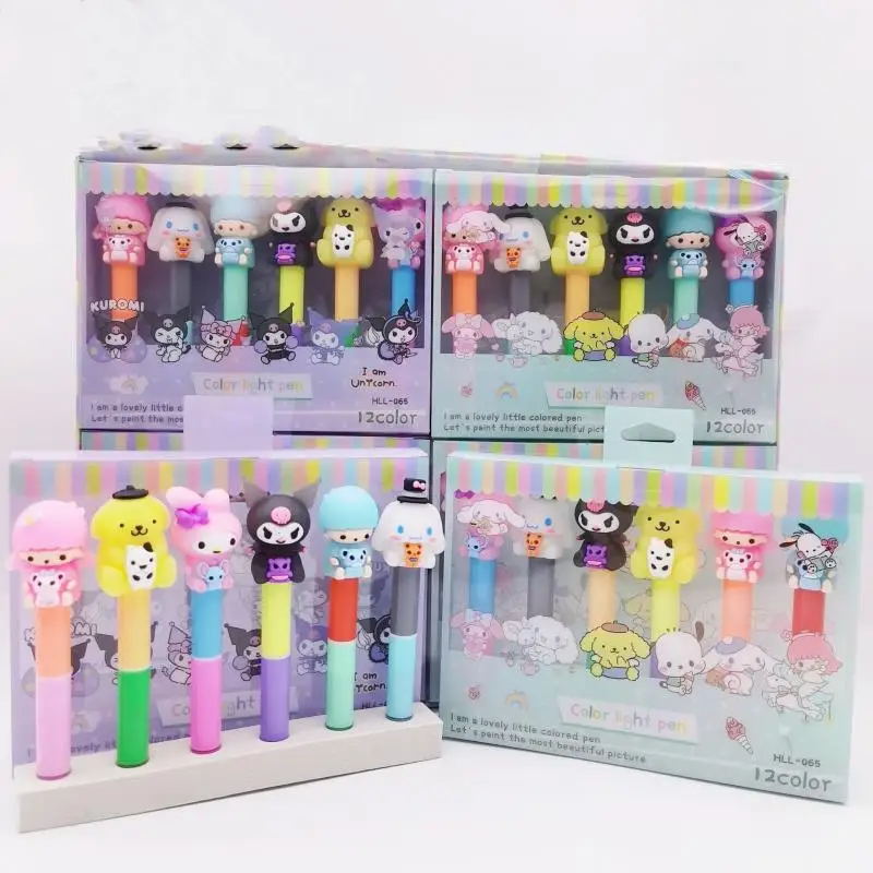 6 шт. Sanrio цветная ручка Kawaii Mymelody Kuromi Cinnamoroll мультфильм 12 цветов двухсекционная флуоресцентная ручка для студентов цветной маркер
6 шт. Sanrio цветная ручка Kawaii Mymelody Kuromi Cinnamoroll мультфильм 12 цветов двухсекционная флуоресцентная ручка для студентов цветной маркер