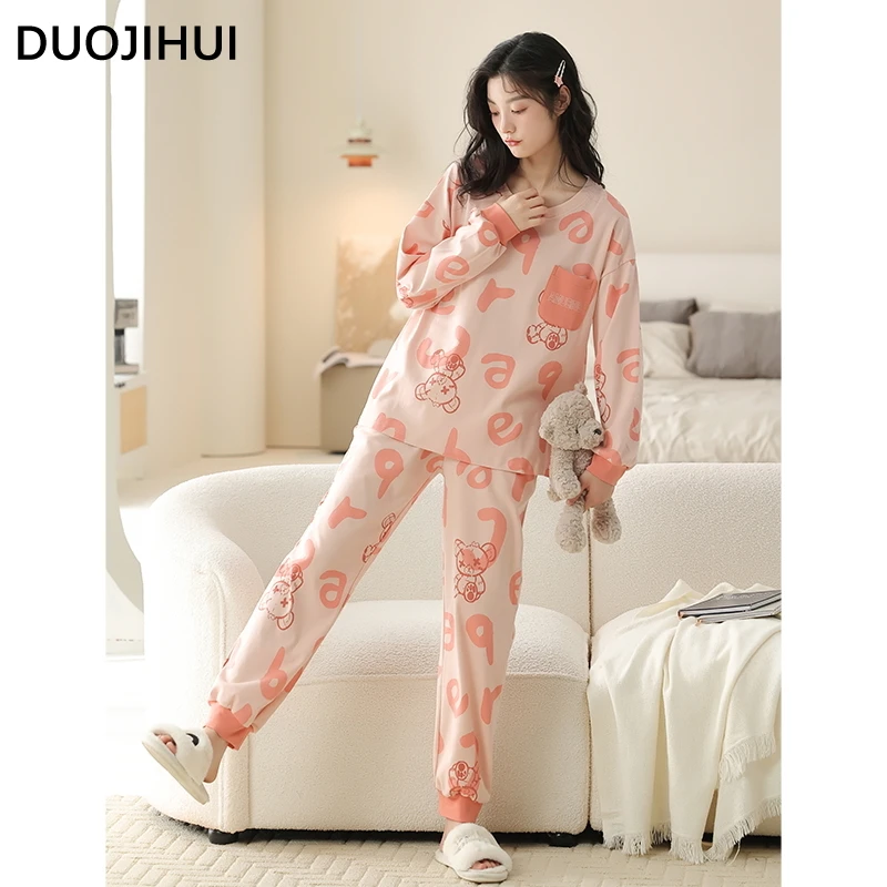 DUOJIHUI Contrast Color Chicly Printing Loose Women's Pajamas Set Basic Simple Casual Fashion Long Sleeve Female Sleepwear Sets
DUOJIHUI Contrast Color Chicly Printing Loose Women's Pajamas Set Basic Simple Casual Fashion Long Sleeve Female Sleepwear Sets