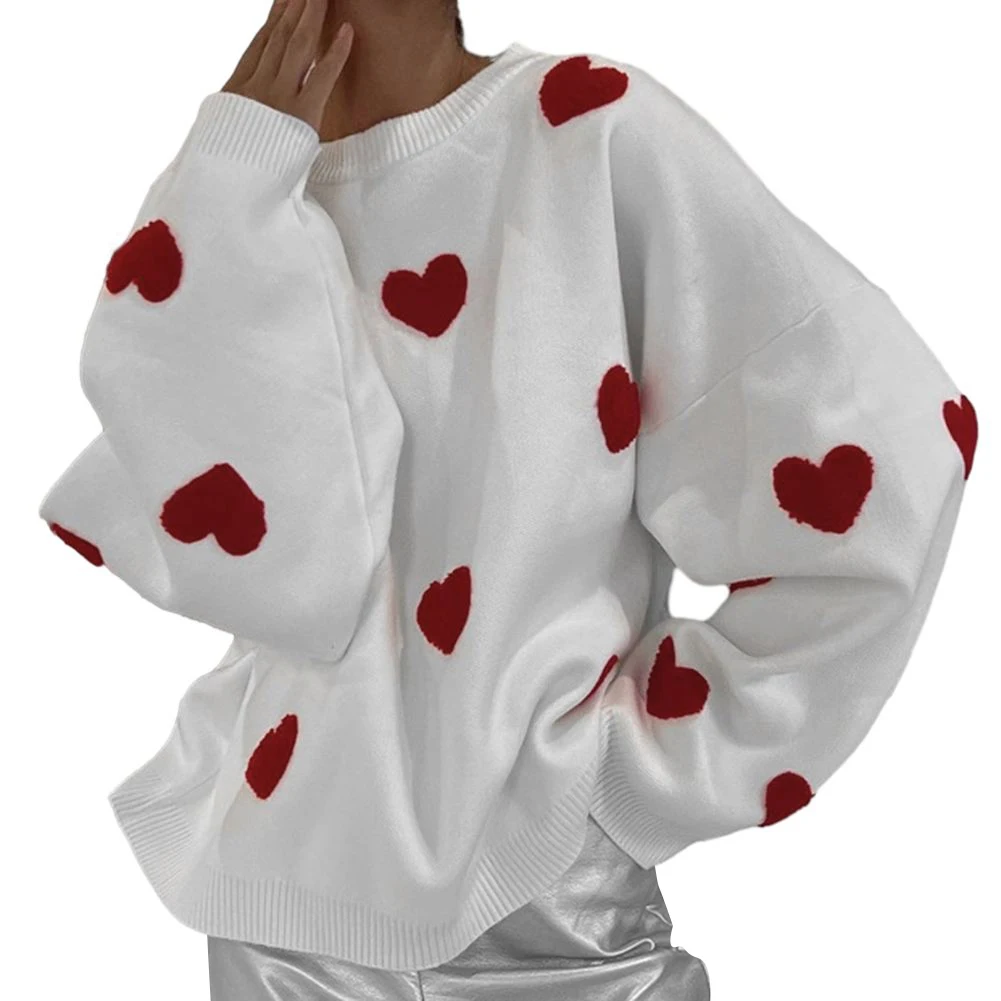 Women Autumn Winter Daily Sweet Love Pattern Knitted Sweater Long Sleeve O-Neck Pullover Casual Top Loose Korean Couple Sweater
Women Autumn Winter Daily Sweet Love Pattern Knitted Sweater Long Sleeve O-Neck Pullover Casual Top Loose Korean Couple Sweater