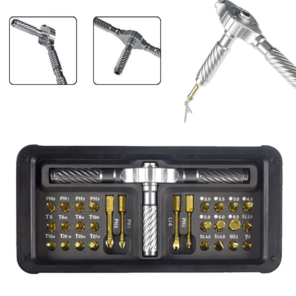32 Pcs Ratchet Wrench Screwdriver Bits Set Precision Magnetic Torx Hex Cross Bits Non-Slip Handle Extension Bar Hand Tools Kit
32 Pcs Ratchet Wrench Screwdriver Bits Set Precision Magnetic Torx Hex Cross Bits Non-Slip Handle Extension Bar Hand Tools Kit