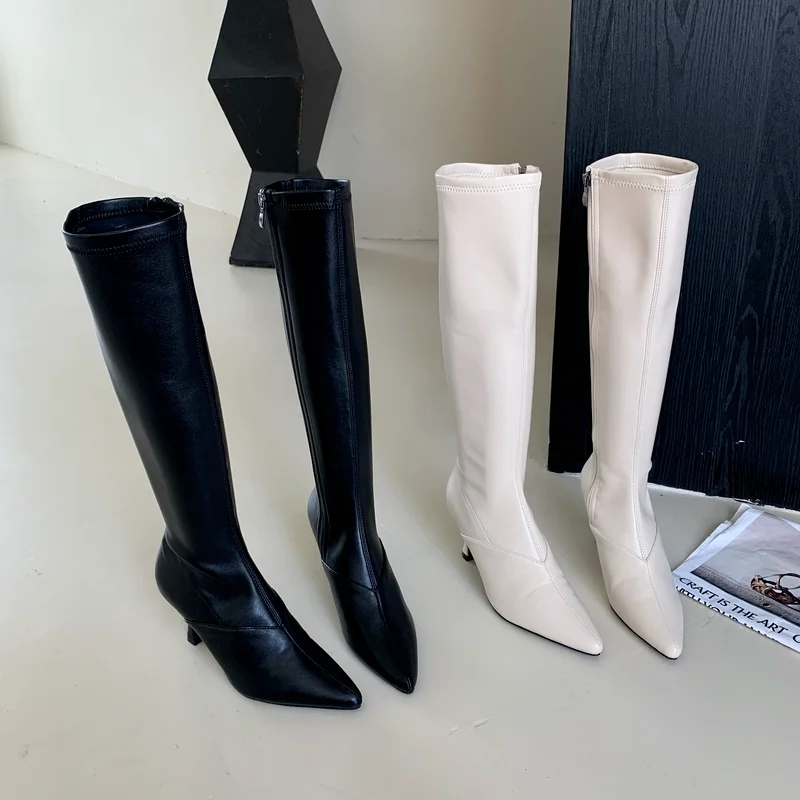Fashion Women High Boots Black White Winter Chelsea Stretch Boots Back Zipper Elegant Party Pumps Thin High Heels Women Shoes
Fashion Women High Boots Black White Winter Chelsea Stretch Boots Back Zipper Elegant Party Pumps Thin High Heels Women Shoes