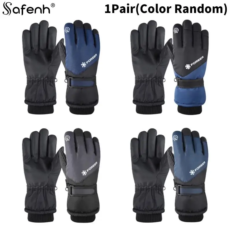 

1pair Ski Glove Women Men Winter Padded Thickening Warm Cold Windproof Waterproof Touch Screen Motorcycle Riding Breathable Warm