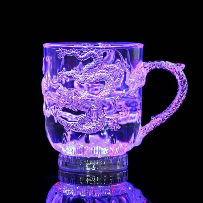 

LED Flash Magic Color Changing Dragon Cup Water Activated Light-Up Beer Coffee Milk Tea Wine Whisky Bar Mug Travel Gift 1pc