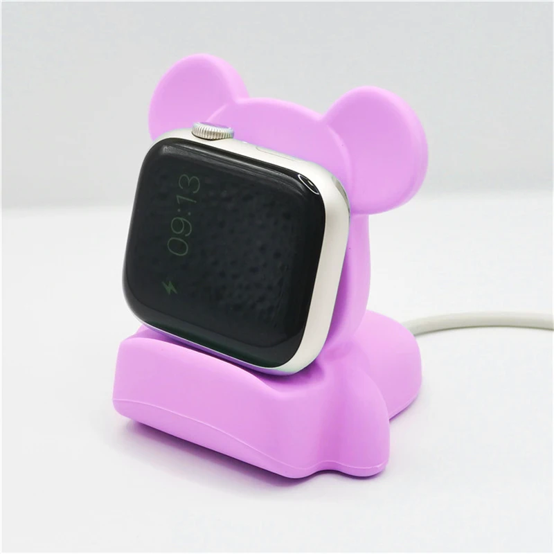 

Силиконовая подставка для зарядного устройства для Apple Watch Series Ultra 8 7 6 5 4 3 SE Iwatch мультяшный милый медведь зарядный Настольный держатель аксессуары