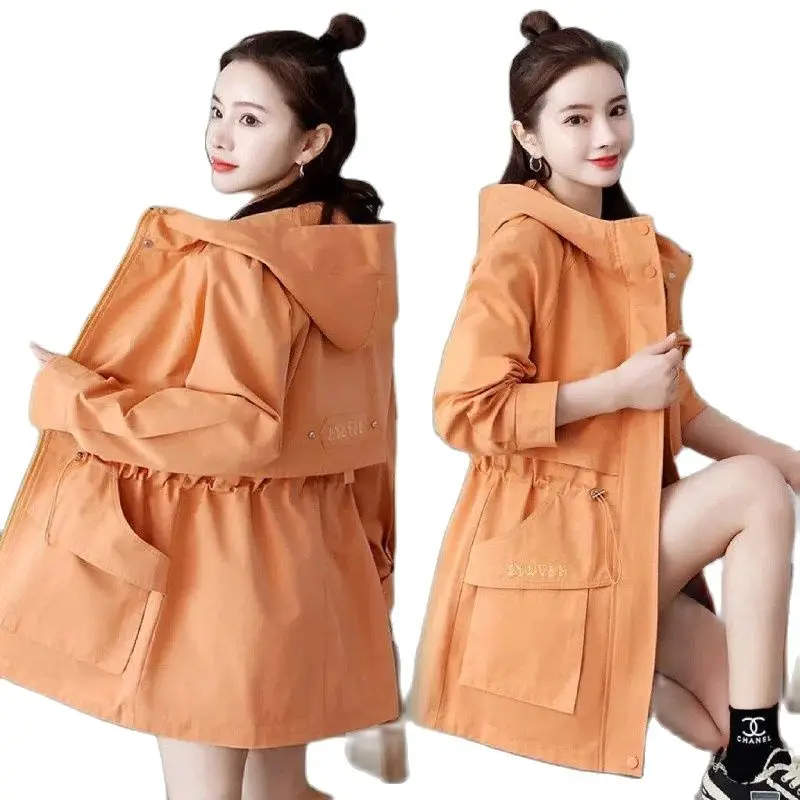 Mid-Long Hooded Windbreaker For Women's 2022 Spring Autumn New Korean Fashion Slim Zipper Trench Coat With Lining Female Trend
Mid-Long Hooded Windbreaker For Women's 2022 Spring Autumn New Korean Fashion Slim Zipper Trench Coat With Lining Female Trend