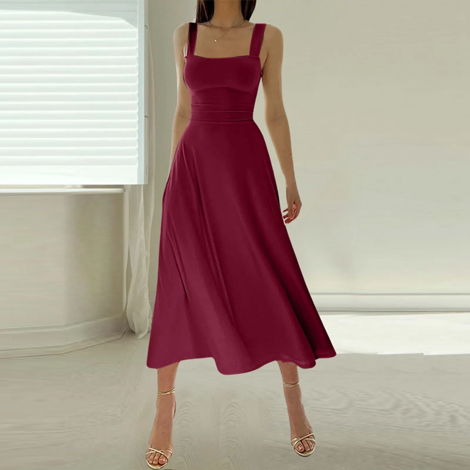 

Женское однотонное плотное облегающее платье на бретельках со шнуровкой на талии, повседневная юбка, элегантный женский сарафан