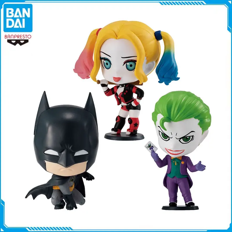 

BANDAI Original Batman Series Hero Figures Harleen Quinzel Bruce Wayne The Joker Q Version PVC Action Figure Toys for Children