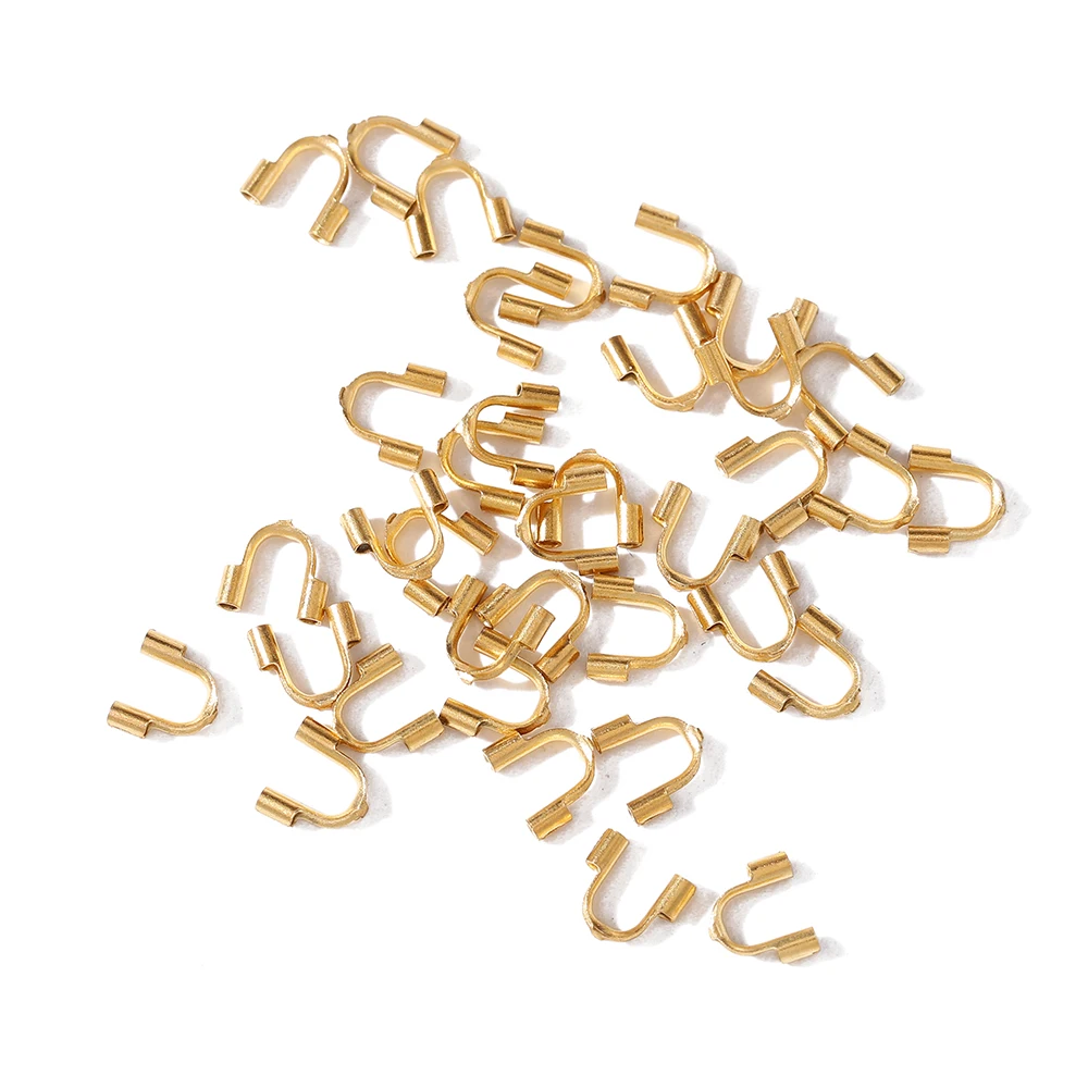 

10pcs Stainless Steel Gold Color Wire Protectors Guard Guardian Protectors Loops U Shape Clasps Connector For Jewelry Making