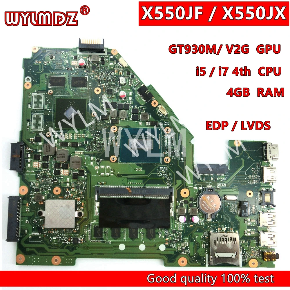 

Материнская плата для ноутбука X550JF EDP/LVDS GT930M i5/I7CPU 4 Гб RAM Материнская плата Asus X550J X550JK FX50J A550J K550J X550JX X550JD