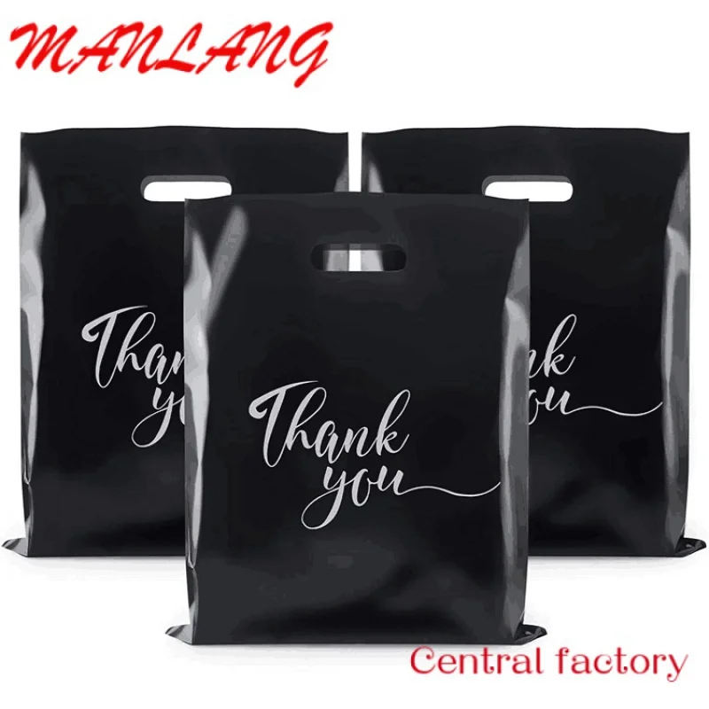 

Custom Cheap Customized Logo Biodegradable Hdpe/Ldpe Clothing Shopping Packaging Bag Thank You Die Cut Handle Plastic Bag