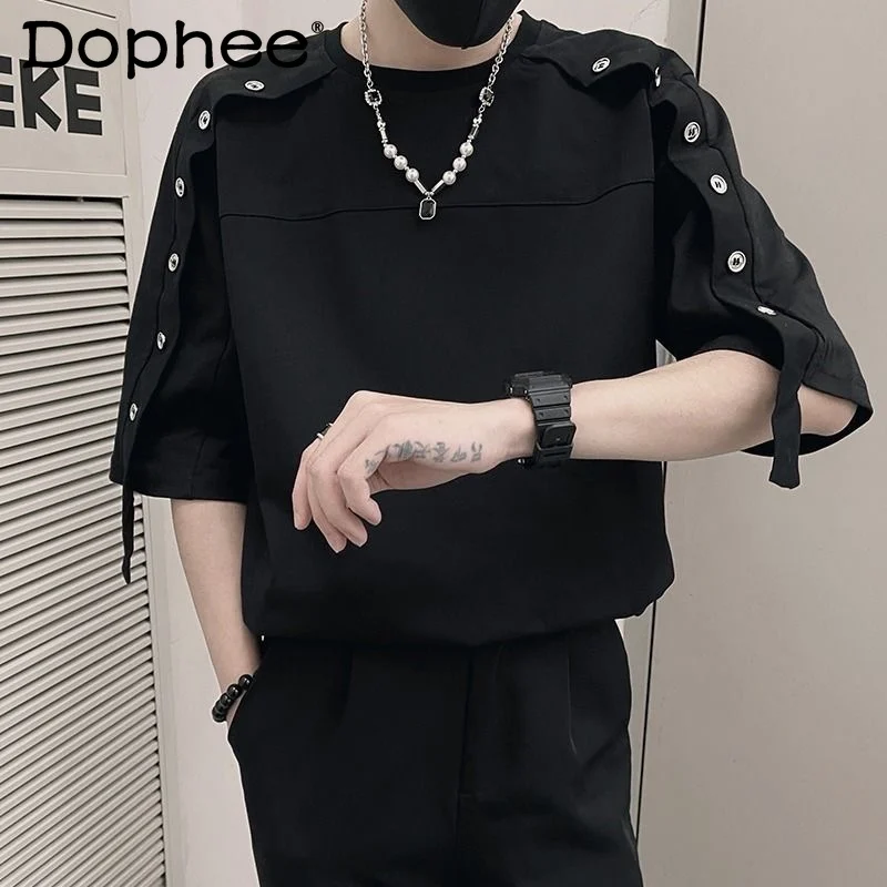 Fashion Men 2024 Summer Handsome Tops Solid Color Short Sleeve Men Trendy Male T-shirt Round Neck Three Quarter Sleeve T-shirts
Fashion Men 2024 Summer Handsome Tops Solid Color Short Sleeve Men Trendy Male T-shirt Round Neck Three Quarter Sleeve T-shirts