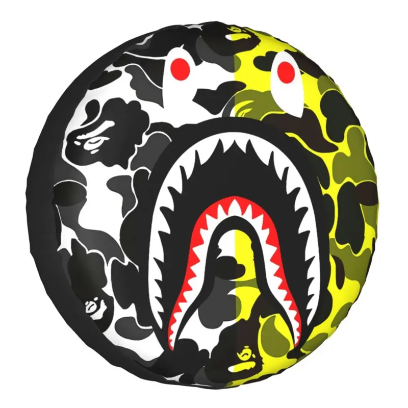 

Camo Shark Teeth Spare Tire Cover for Pajero Yellow Camouflage RV 4WD Car Wheel Protectors Accessories 14" 15" 16" 17" Inch